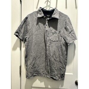 Buffalo David Bitton Polo Shirt Mens M Medium Grey Chest Pocket Stretch Cotton